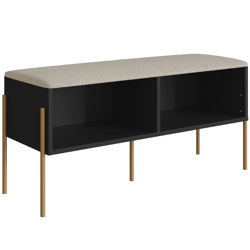 Sapateira Banco Hall De Entrada Industrial Indy A03 Nero Dourado - Lyam Decor - Lyam Decor