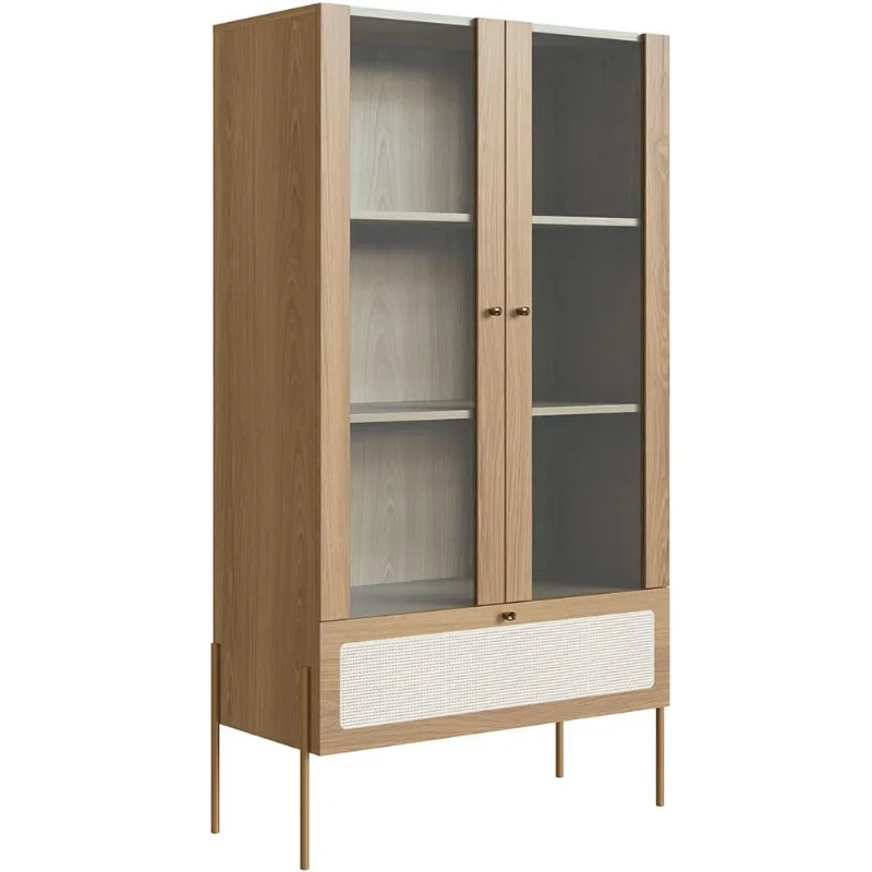 Cristaleira Para Sala de Jantar 2 Portas Industrial Indy A03 Hanover Dourado - Lyam Decor - Lyam Decor