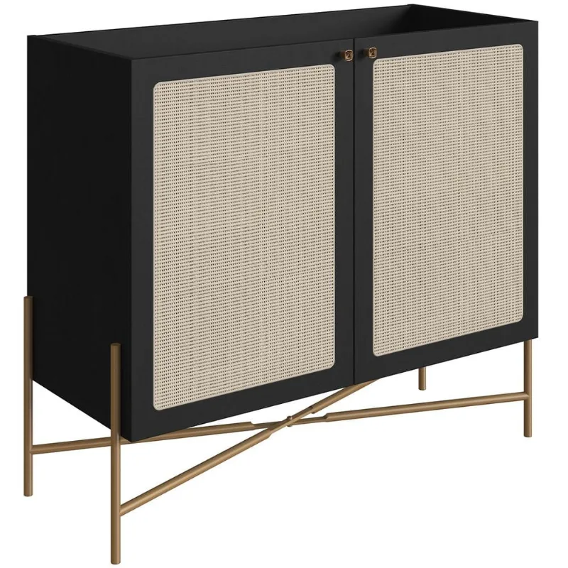 Balcão Aparador Cantinho do Café Industrial Indy A03 Nero Dourado - Lyam Decor - Lyam Decor