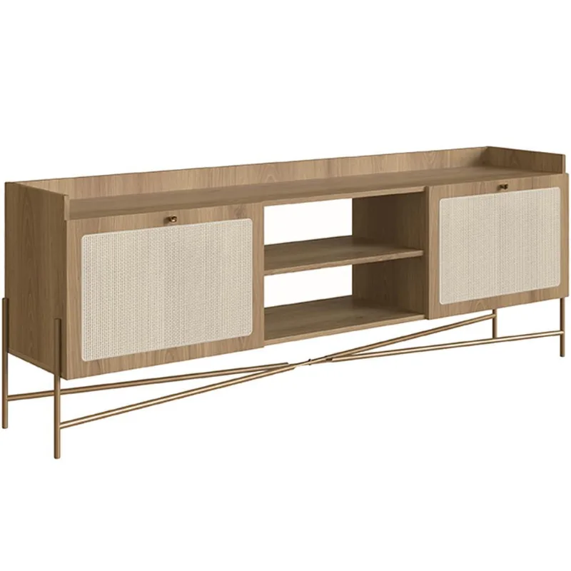 Rack Para Sala de Estar TV 65 Pol 183cm Industrial Indy A03 Hanover Dourado - Lyam Decor - Lyam Decor