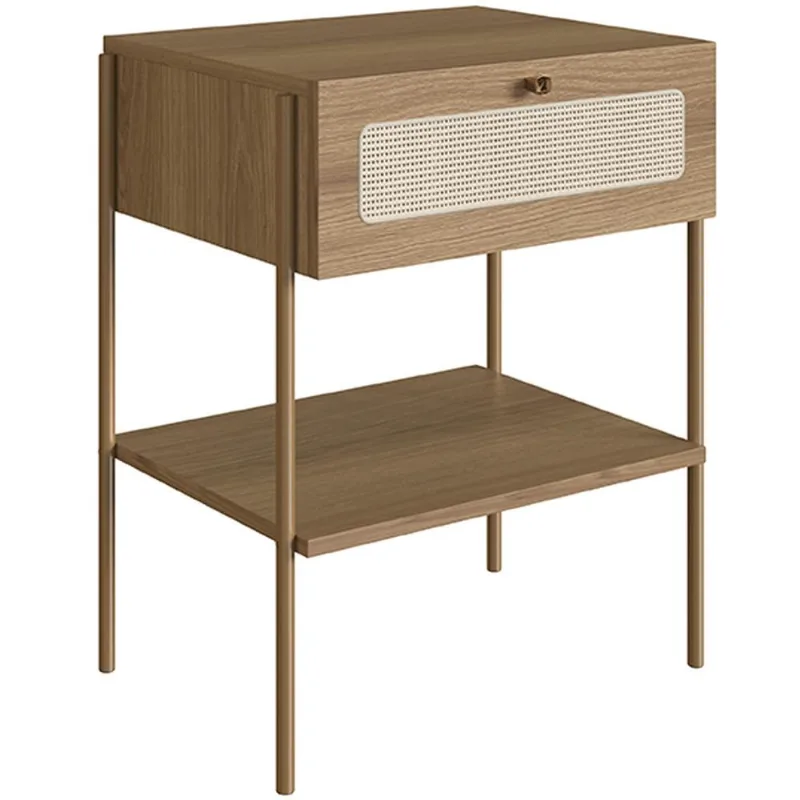 Mesa de Cabeceira 01 Gaveta com Telinha Industrial Indy A03 Hanover Dourado - Lyam Decor - Lyam Decor