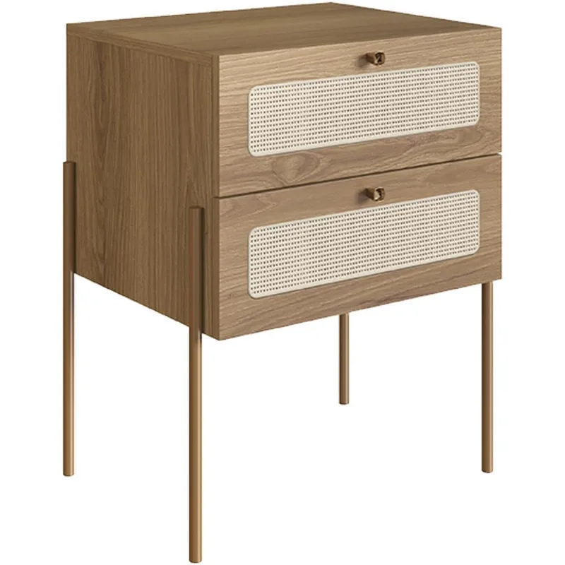 Mesa de Cabeceira 02 Gavetas com Telinha Industrial Indy A03 Hanover Dourado - Lyam Decor - Lyam Decor