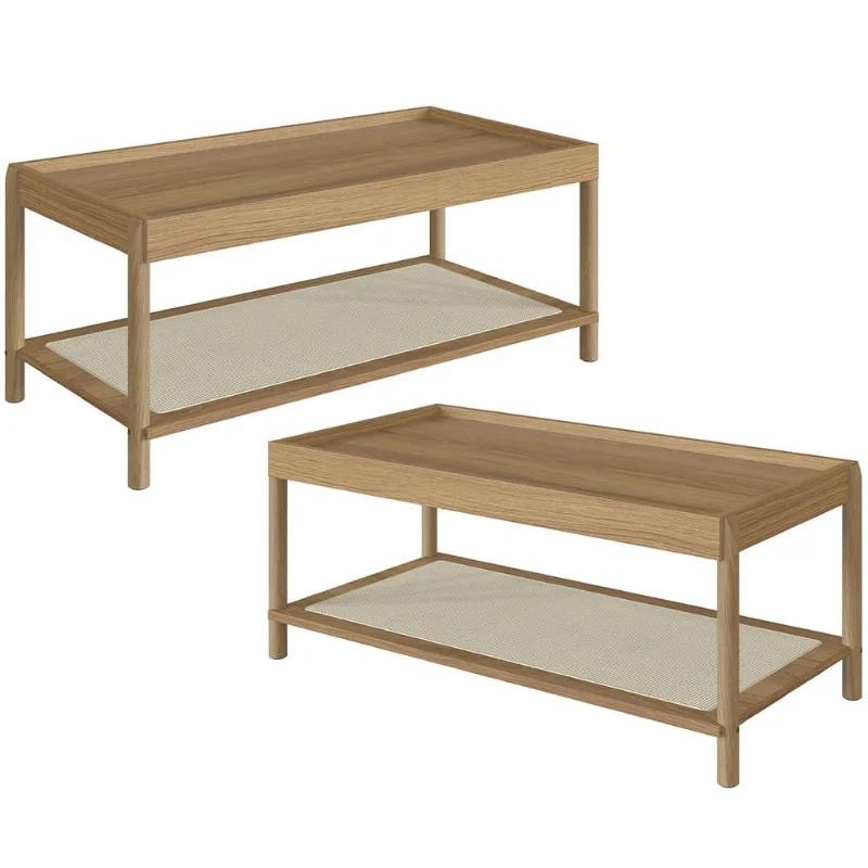 Kit 02 Mesas de Centro Para Sala de Estar Pés Madeira Moss A03 Hanover Roble - Lyam Decor - Lyam Decor