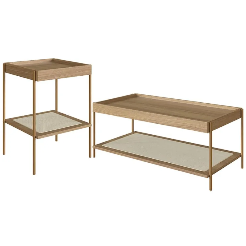 Conjunto Mesa de Centro e Mesa Lateral Para Sala Industrial Indy A03 Hanover Dourado - Lyam Decor - Lyam Decor