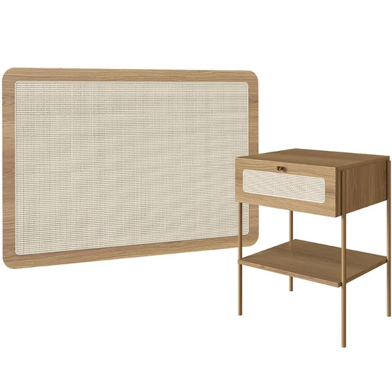 Kit 02 Mesas de Cabeceira 01 Gaveta com Telinha Industrial Indy A03 Hanover Dourado - Lyam Decor - Lyam Decor