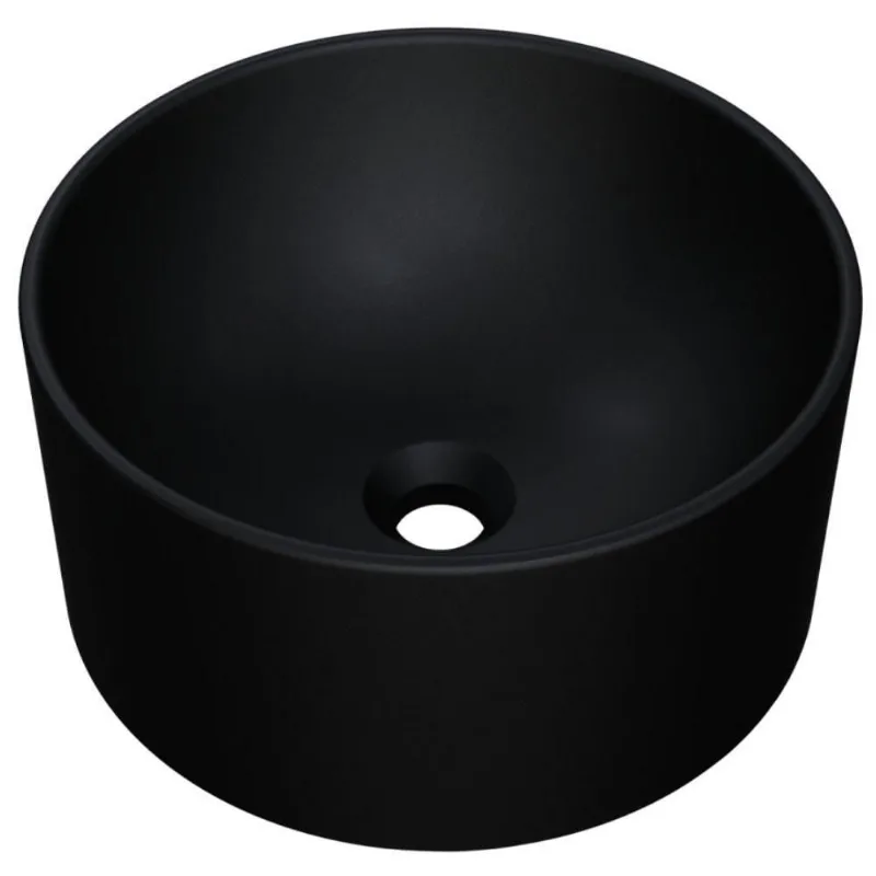 Cuba De Apoio Redonda Para Banheiro Lavabo C01 Bl30w Preto Matte Fosca - Lyam