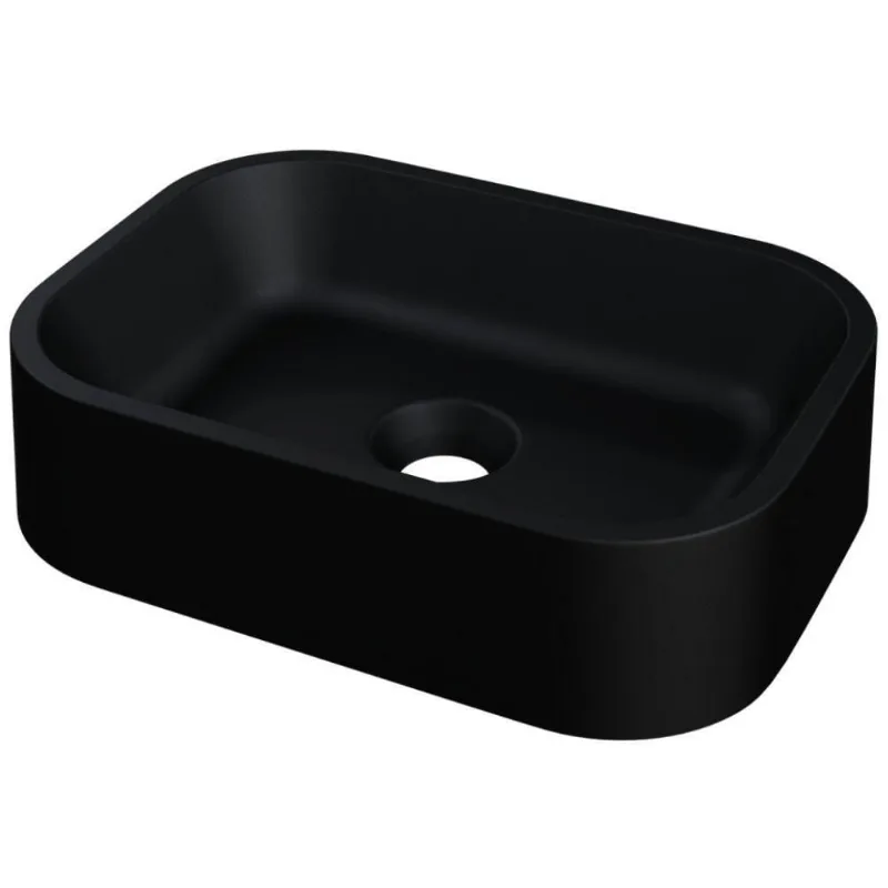 Cuba De Apoio Retangular Para Banheiro Lavabo C01 Br37w Preto Matte Fosca - Lyam
