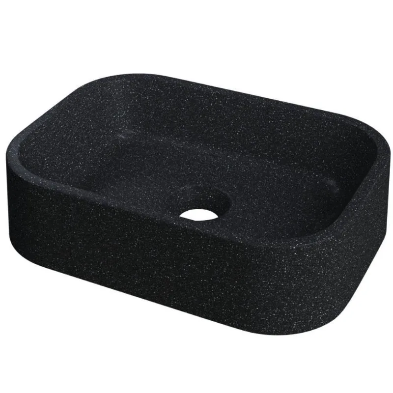Cuba De Apoio Retangular Para Banheiro Lavabo C01 Br37w Preto Granit Matte - Lyam
