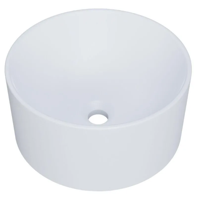 Cuba De Apoio Redonda Para Banheiro Lavabo C01 Bl30w Branca Matte Fosca - Lyam