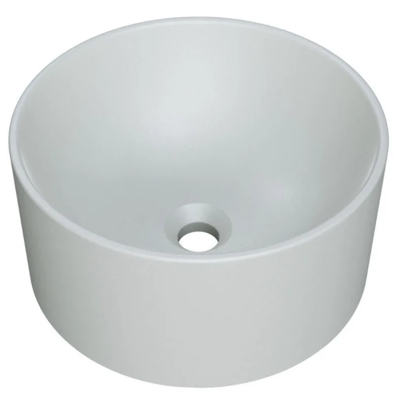 Cuba De Apoio Redonda Para Banheiro Lavabo C01 Bl30w Cinza Matte Fosca - Lyam