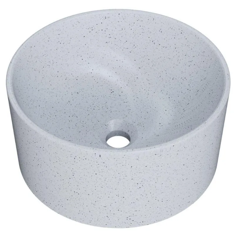 Cuba De Apoio Redonda Para Banheiro Lavabo C01 Bl30w Branco Granit Matte - Lyam