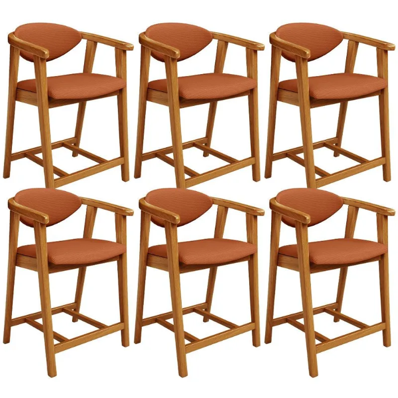 Kit 06 Banquetas Baixa Cozinha Sala de Jantar Bancada Cecília L02 Tecido Terracota - Lyam Decor
