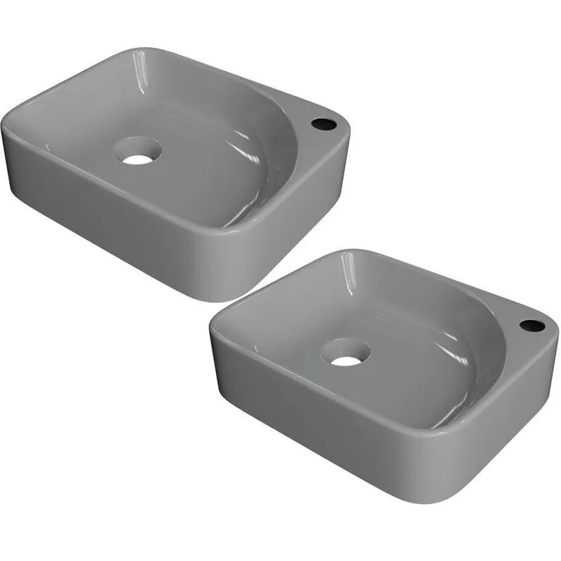 Kit 02 Cubas De Apoio Retangular Para Banheiro Lavabo Cross C01 Ro36w Cinza - Lyam