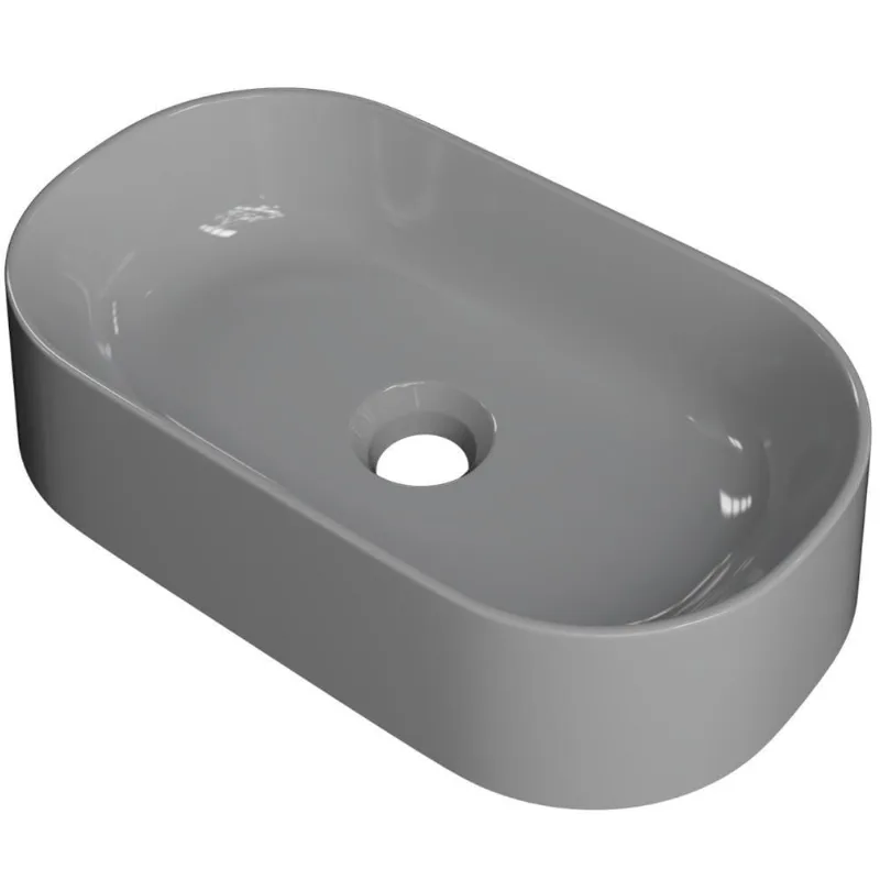 Cuba De Apoio Oval Para Banheiro Lavabo Laila C01 O42w Cinza