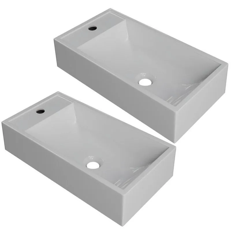 Kit 02 Cubas De Apoio Retangular Lavabo Roma C01 Rl545w Branco - Lyam
