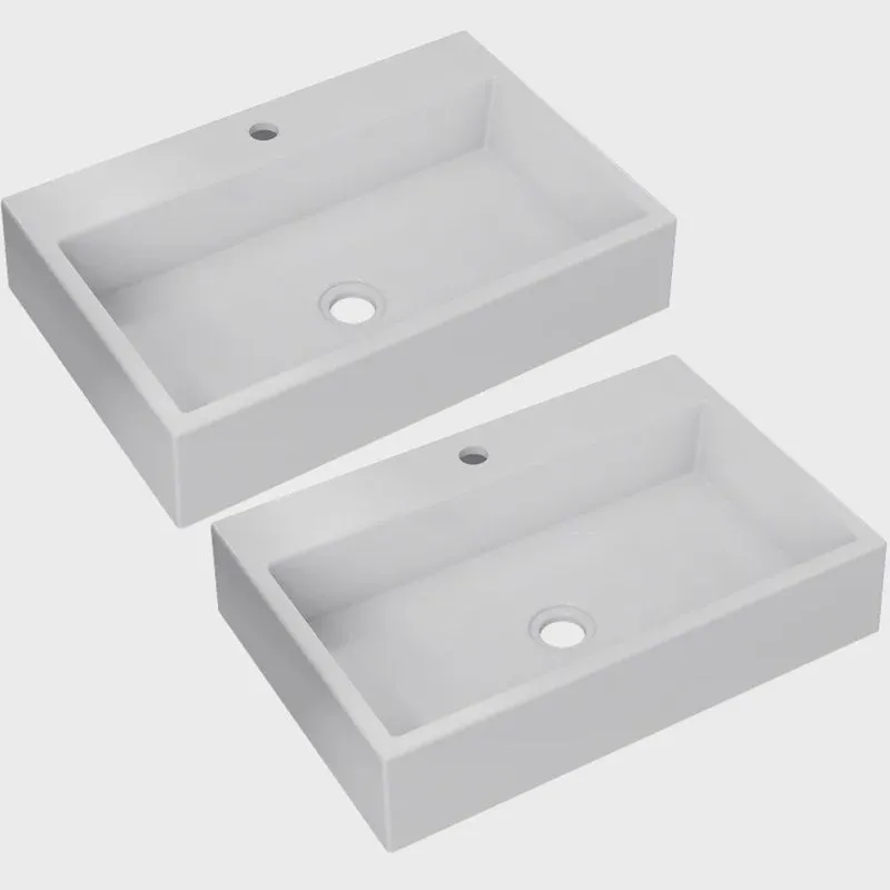 Kit 02 Cubas de Apoio Retangular Para Banheiro Lavabo Florenza C01 RT55W Branco - Lyam