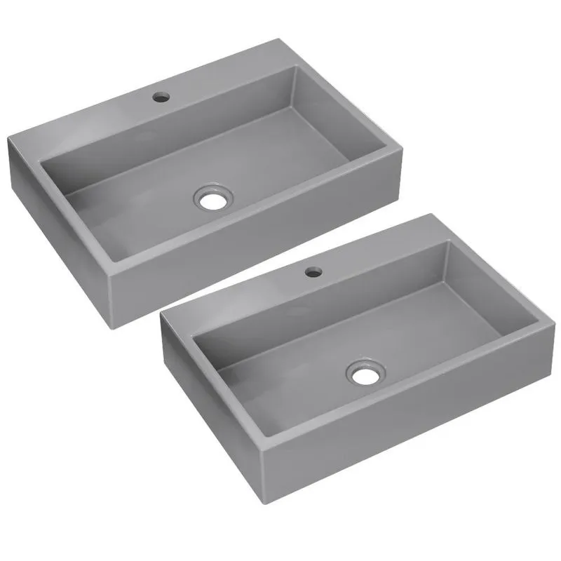 Kit 02 Cubas de Apoio Retangular Para Banheiro Lavabo Florenza C01 RT55W Cinza - Lyam
