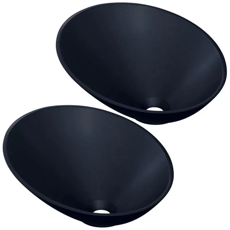 Kit 02 Cubas De Apoio Meia Lua Lavabo C01 Bm38w Preto Matte Fosca - Lyam