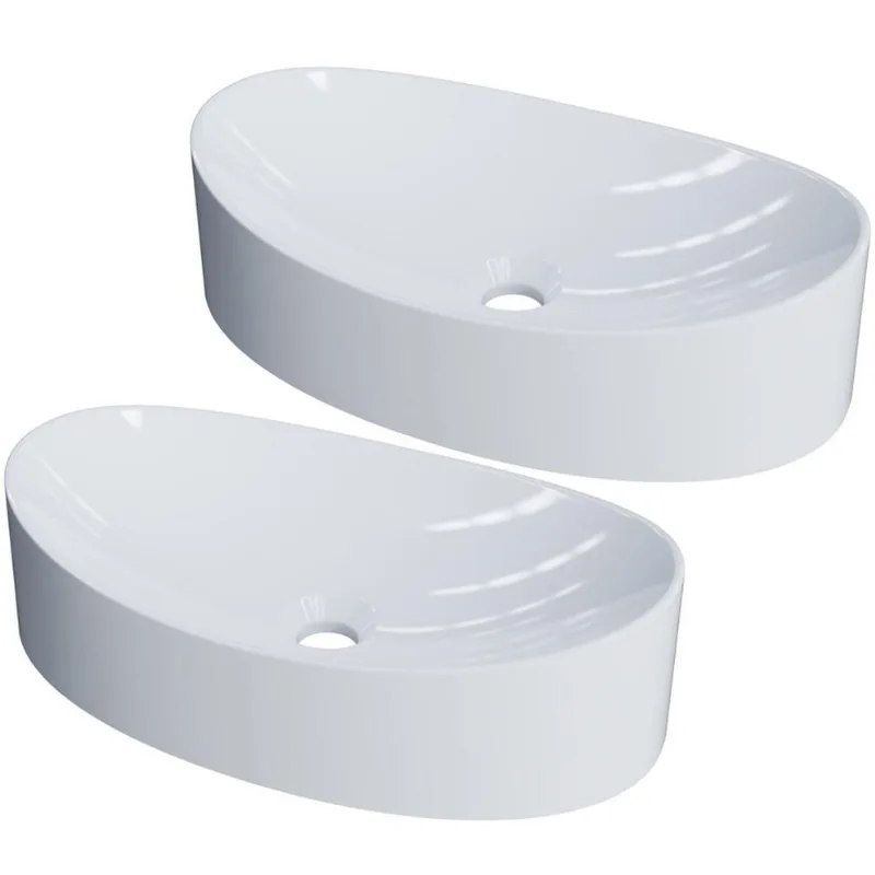Kit 02 Cubas De Apoio Canoa Lavabo C01 Bc47w Branco - Lyam