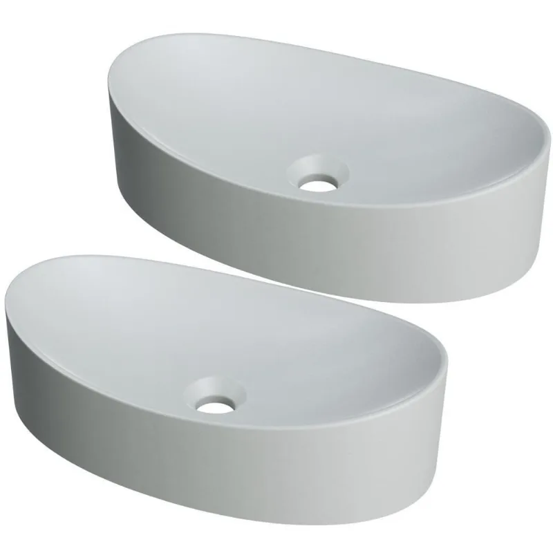 Kit 02 Cubas De Apoio Canoa Lavabo C01 Bc47w Cinza Matte Fosca - Lyam - Lyam Decor