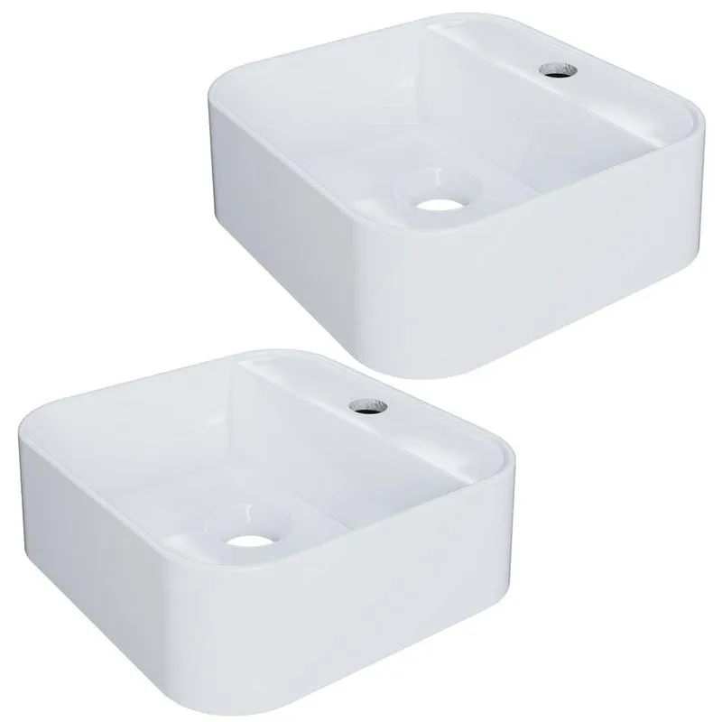 Kit 02 Cubas de Apoio Quadrada Para Banheiro Lavabo C01 QA31W Branco - Lyam
