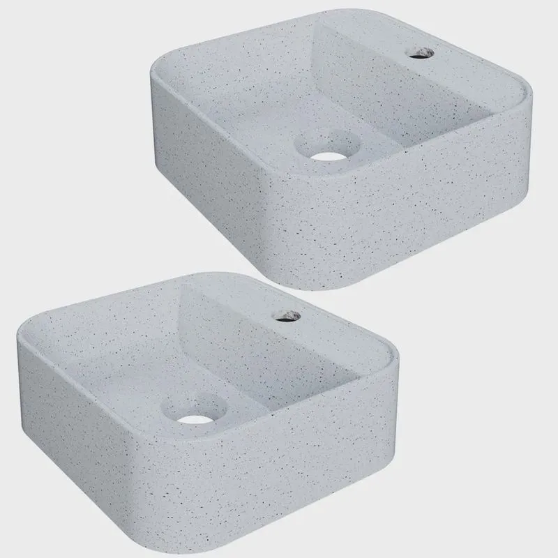 Kit 02 Cubas de Apoio Quadrada Para Banheiro Lavabo C01 QA31W Branco Granit - Lyam