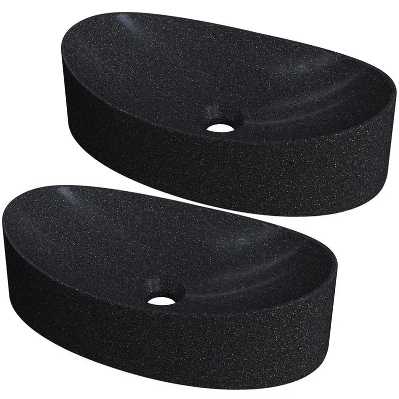 Kit 02 Cubas de Apoio Canoa Para Banheiro Lavabo C01 BC47W Preto Granit - Lyam