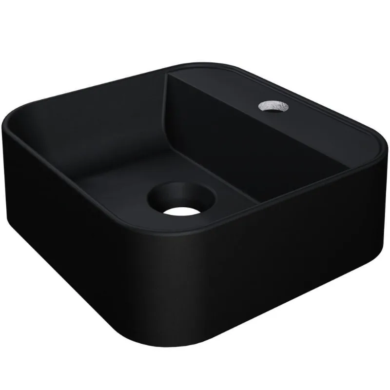 Cuba De Apoio Quadrada Lavabo C01 Qa31w Preto Matte Fosca - Lyam