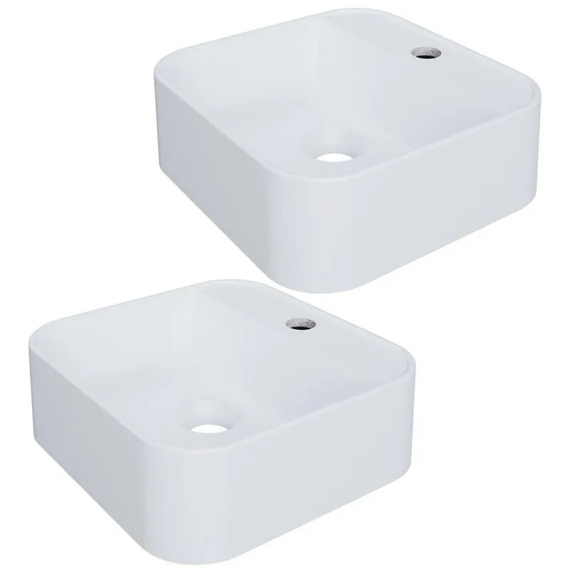 Kit 02 Cubas De Apoio Quadrada Lavabo C01 Qa31w Branco Matte Fosca - Lyam