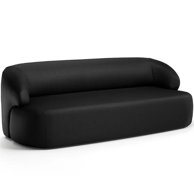 Sofá 3 Lugares Curvo Orgânico Para Sala Living 180cm Barolo L06 Couríssimo Preto - Lyam Decor - Lyam Decor