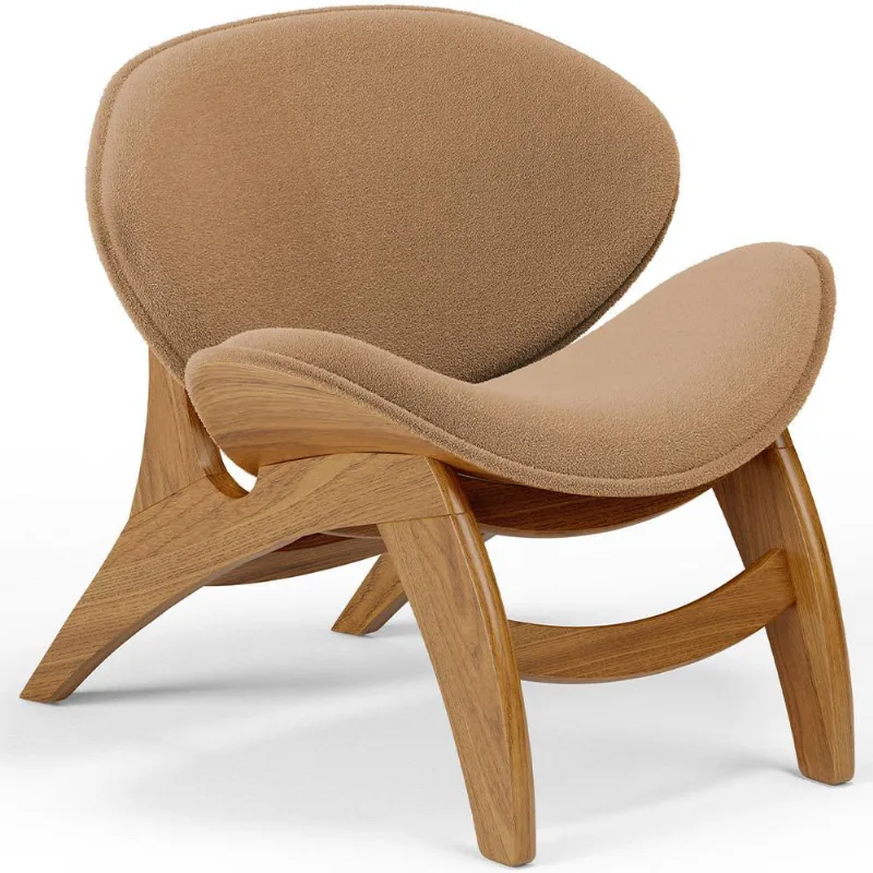 Poltrona Decorativa Orgânica Sala Living Kadosh L02 Bouclê Mostarda - Lyam Decor - Lyam Decor