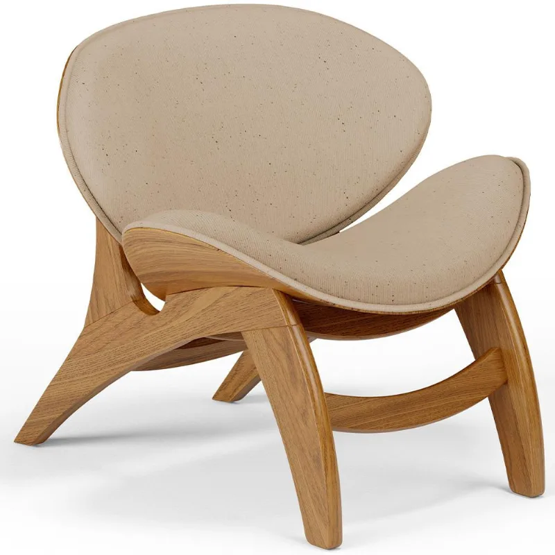 Poltrona Decorativa Orgânica Sala Living Kadosh L02 Linho Bege Escuro - Lyam Decor - Lyam Decor