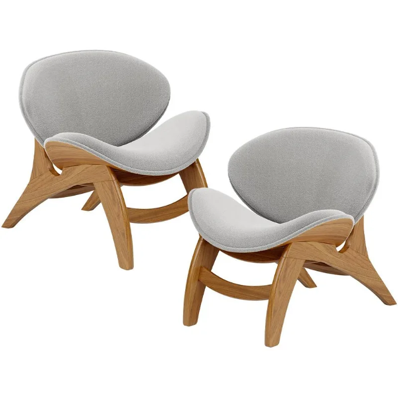 Kit 2 Poltronas Decorativa Orgânica Sala Living Kadosh L02 Bouclê Cinza - Lyam Decor - Lyam Decor