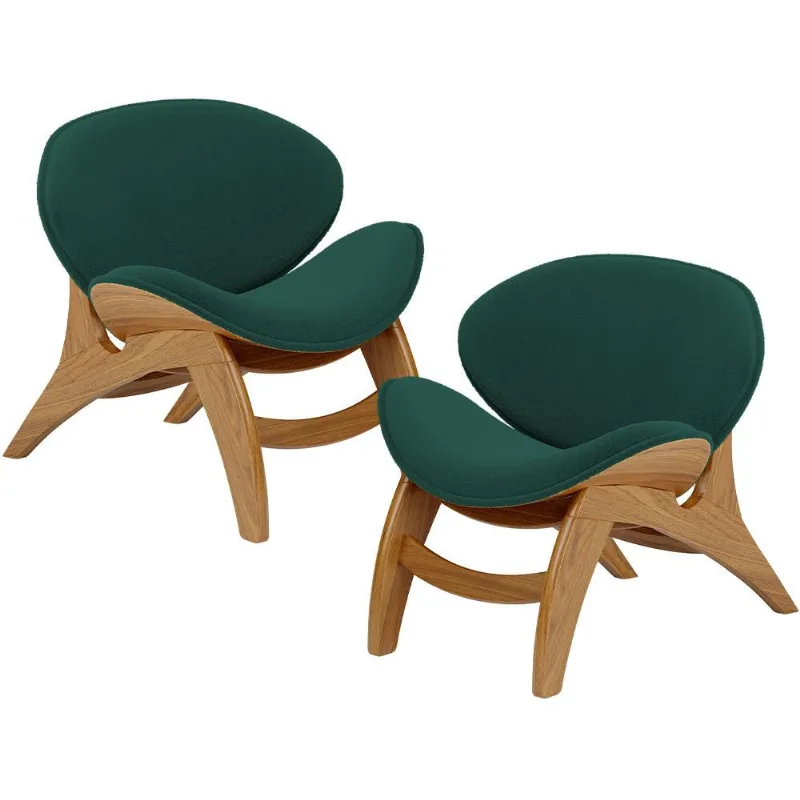 Kit 2 Poltronas Decorativa Orgânica Sala Living Kadosh L02 Bouclê Verde - Lyam Decor - Lyam Decor