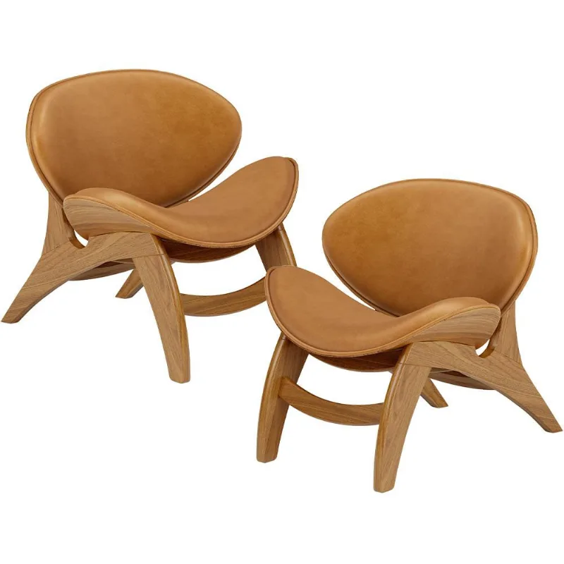 Kit 2 Poltronas Decorativa Orgânica Sala Living Kadosh L02 Couríssimo Canela - Lyam Decor - Lyam Decor