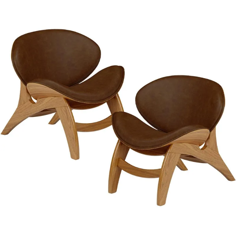 Kit 2 Poltronas Decorativa Orgânica Sala Living Kadosh L02 Couríssimo Marrom - Lyam Decor - Lyam Decor