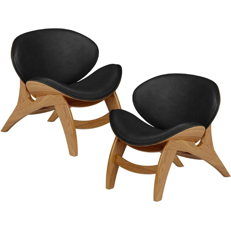 Kit 2 Poltronas Decorativa Orgânica Sala Living Kadosh L02 Couríssimo Preto Brilho - Lyam Decor - Lyam Decor