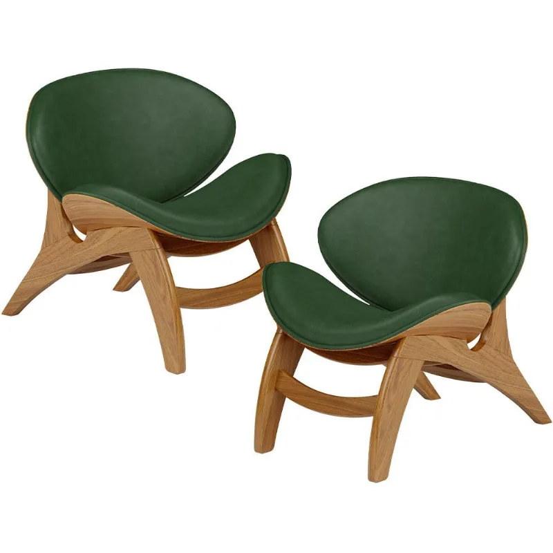 Kit 2 Poltronas Decorativa Orgânica Sala Living Kadosh L02 Couríssimo Verde Musgo - Lyam Decor - Lyam Decor
