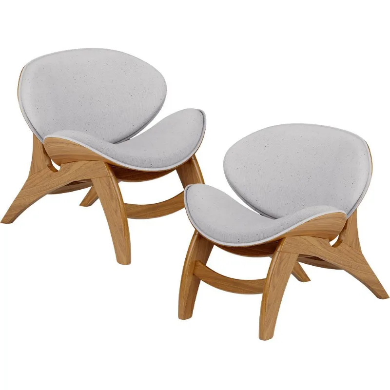 Kit 2 Poltronas Decorativa Orgânica Sala Living Kadosh L02 Linho Cinza - Lyam Decor - Lyam Decor