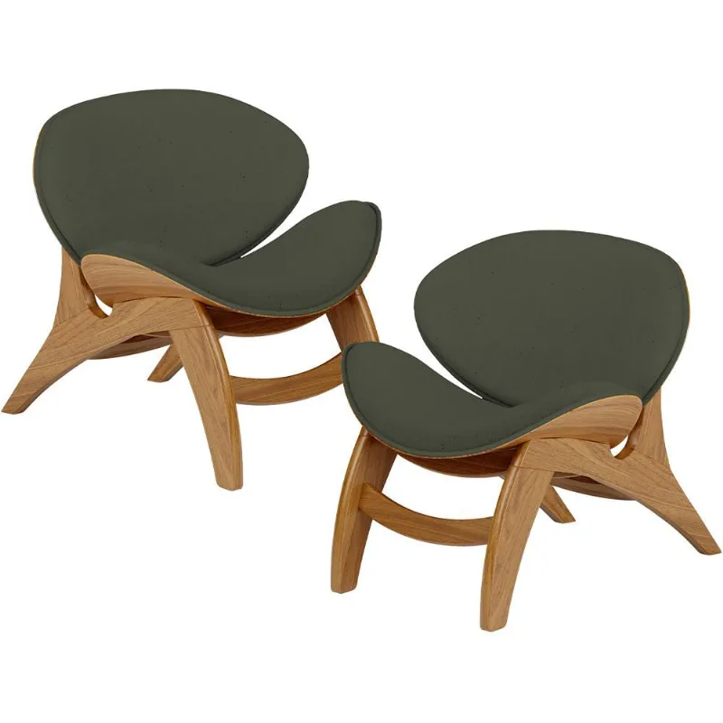 Kit 2 Poltronas Decorativa Orgânica Sala Living Kadosh L02 Linho Verde Musgo - Lyam Decor - Lyam Decor