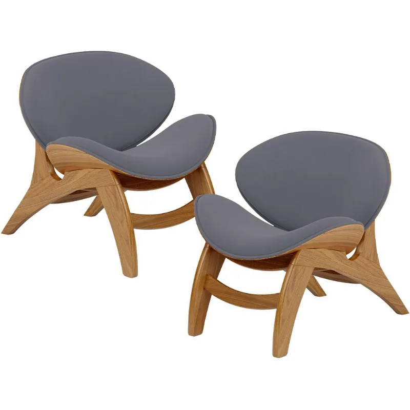 Kit 2 Poltronas Decorativa Orgânica Sala Living Kadosh L02 Suede Cinza - Lyam Decor - Lyam Decor