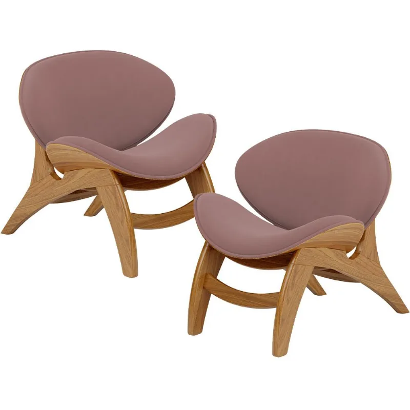 Kit 2 Poltronas Decorativa Orgânica Sala Living Kadosh L02 Suede Rosê - Lyam Decor - Lyam Decor