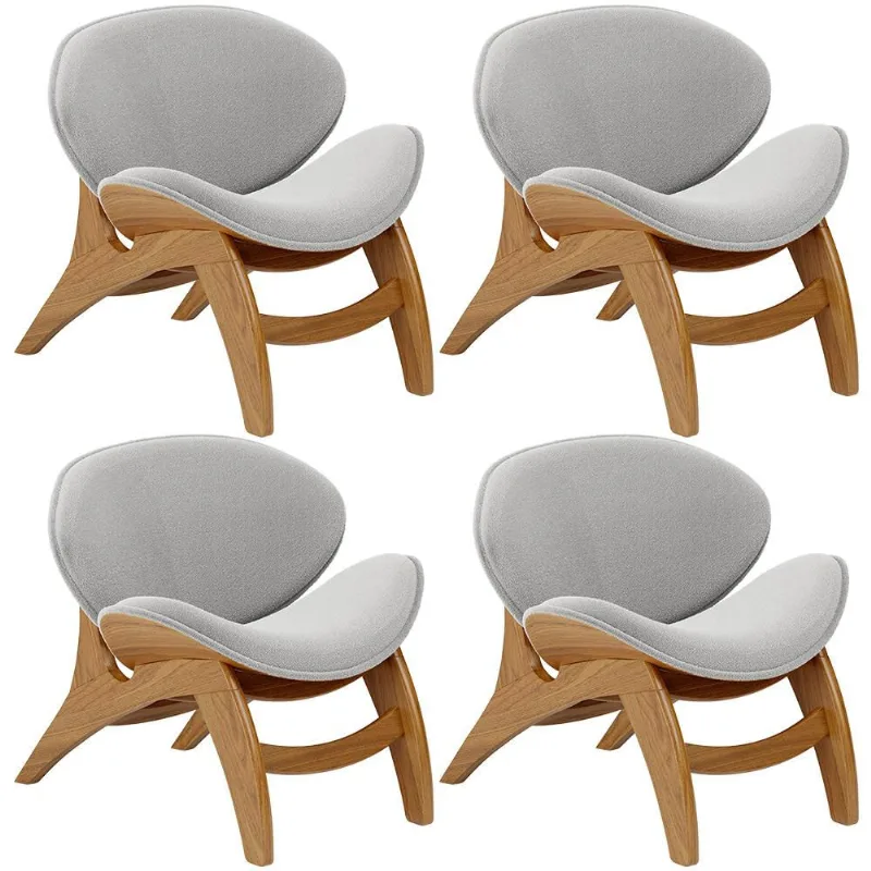 Kit 4 Poltronas Decorativa Orgânica Sala Living Kadosh L02 Bouclê Cinza - Lyam Decor - Lyam Decor
