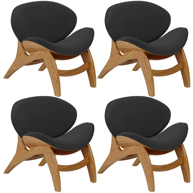 Kit 4 Poltronas Decorativa Orgânica Sala Living Kadosh L02 Bouclê Preto - Lyam Decor - Lyam Decor