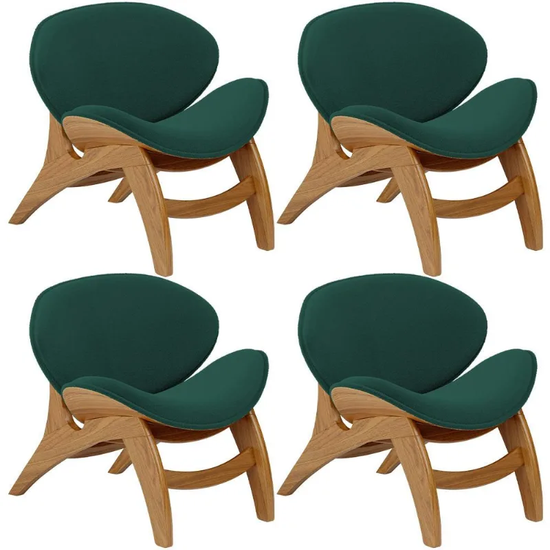 Kit 4 Poltronas Decorativa Orgânica Sala Living Kadosh L02 Bouclê Verde - Lyam Decor - Lyam Decor