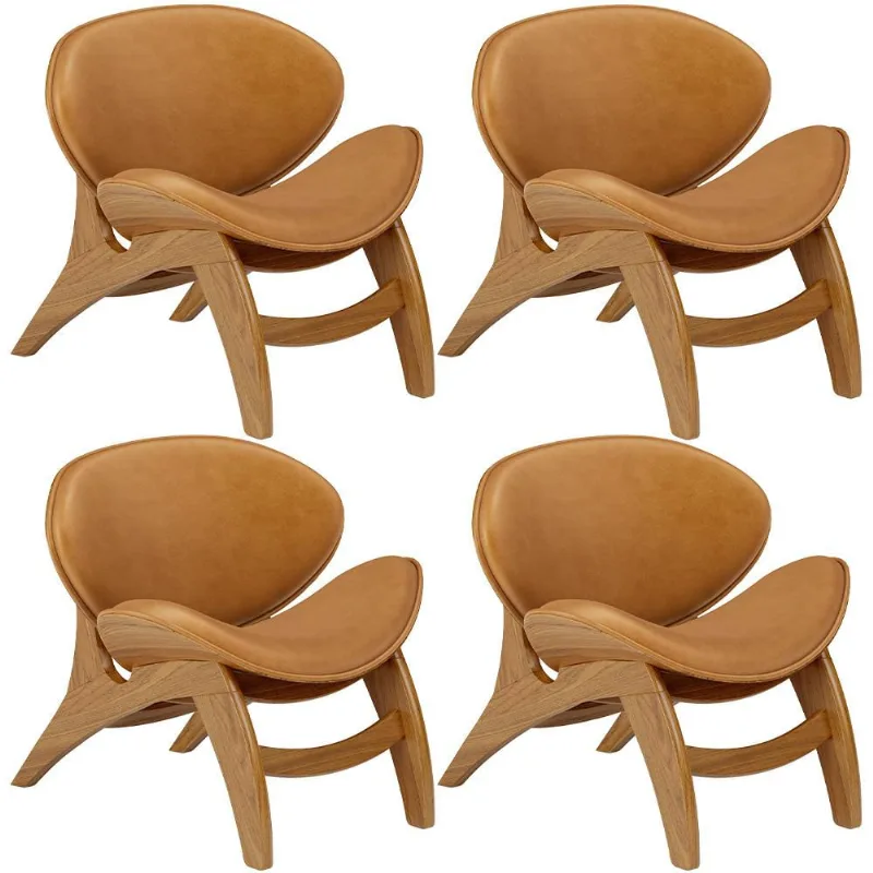 Kit 4 Poltronas Decorativa Orgânica Sala Living Kadosh L02 Couríssimo Canela - Lyam Decor - Lyam Decor