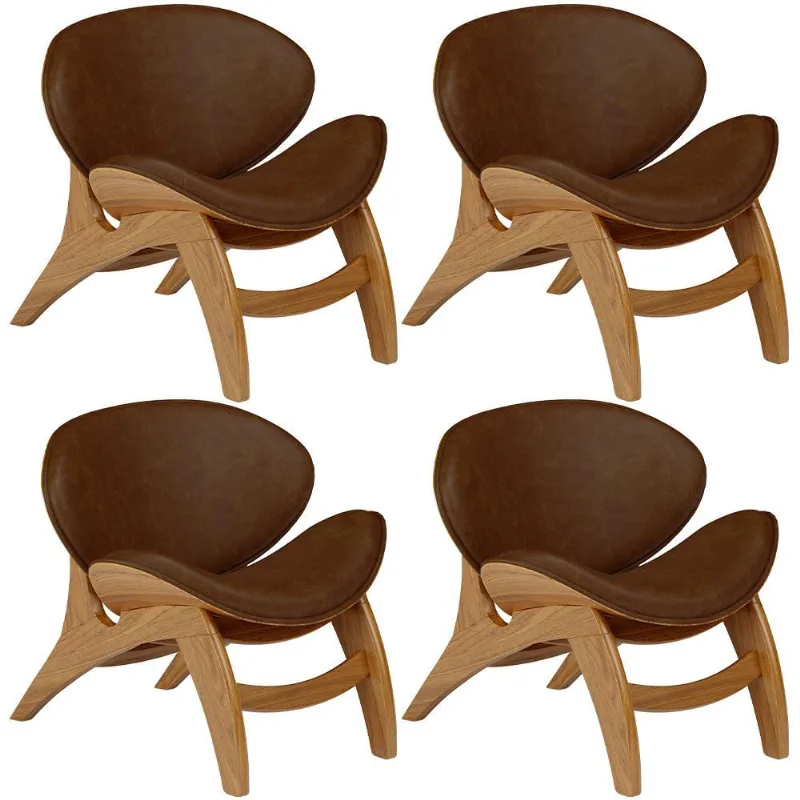 Kit 4 Poltronas Decorativa Orgânica Sala Living Kadosh L02 Couríssimo Marrom - Lyam Decor - Lyam Decor