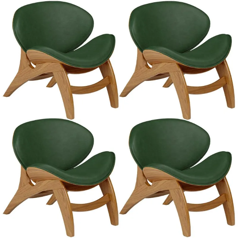 Kit 4 Poltronas Decorativa Orgânica Sala Living Kadosh L02 Couríssimo Verde Musgo - Lyam Decor - Lyam Decor
