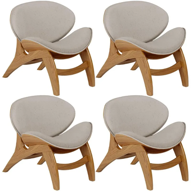 Kit 4 Poltronas Decorativa Orgânica Sala Living Kadosh L02 Linho Bege - Lyam Decor - Lyam Decor