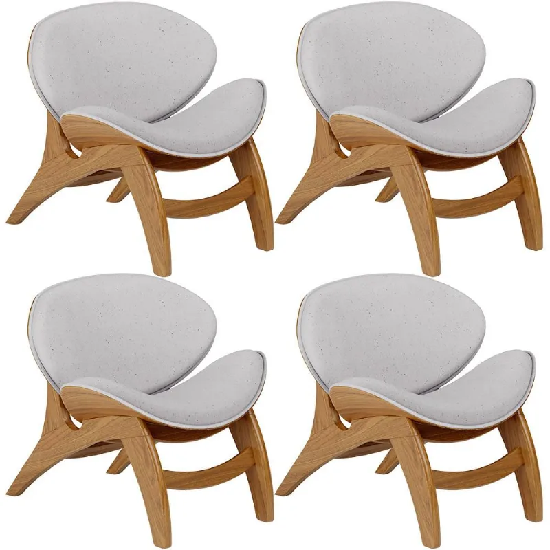 Kit 4 Poltronas Decorativa Orgânica Sala Living Kadosh L02 Linho Cinza - Lyam Decor - Lyam Decor